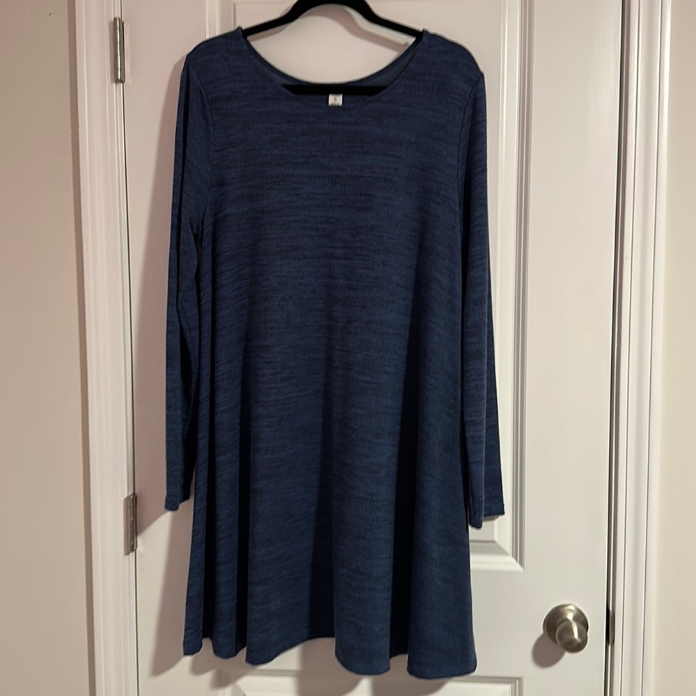 Old Navy Dress Size XL Blue Heather Long-Sleeve Knee-Length